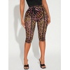 image:imageRoseSeek Womens Y2K Leopard Mesh Cropped Leggings 34 Length Club Capri PantsMulticolor