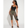 image:imageRoseSeek Womens Y2K Leopard Mesh Cropped Leggings 34 Length Club Capri PantsOlive Green