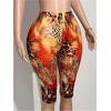 image:imageRoseSeek Womens Y2K Leopard Mesh Cropped Leggings 34 Length Club Capri PantsOrange