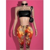 image:imageRoseSeek Womens Y2K Leopard Mesh Cropped Leggings 34 Length Club Capri PantsOrange