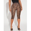 image:imageRoseSeek Womens Y2K Leopard Mesh Cropped Leggings 34 Length Club Capri PantsPink