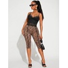 image:imageRoseSeek Womens Y2K Leopard Mesh Cropped Leggings 34 Length Club Capri PantsPink