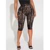 image:imageRoseSeek Womens Y2K Leopard Mesh Cropped Leggings 34 Length Club Capri PantsPlus Brown