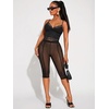 image:imageRoseSeek Womens Y2K Leopard Mesh Cropped Leggings 34 Length Club Capri PantsPure Black