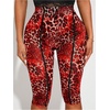 image:imageRoseSeek Womens Y2K Leopard Mesh Cropped Leggings 34 Length Club Capri PantsRed