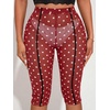 image:imageRoseSeek Womens Y2K Leopard Mesh Cropped Leggings 34 Length Club Capri PantsRed White