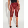 image:imageRoseSeek Womens Y2K Leopard Mesh Cropped Leggings 34 Length Club Capri PantsRed White