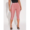 image:imageRoseSeek Womens Y2K Leopard Mesh Cropped Leggings 34 Length Club Capri PantsRed and White