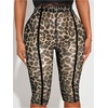 image:imageRoseSeek Womens Y2K Leopard Mesh Cropped Leggings 34 Length Club Capri PantsRust Brown