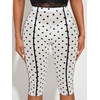 image:imageRoseSeek Womens Y2K Leopard Mesh Cropped Leggings 34 Length Club Capri PantsWhite Dots