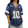 image:imageRoseSeek Jersey Shirts for Women Number Graphic V Neck Oversized Tshirts Y2k Football Jersey StreetwearBlue