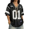 image:imageRoseSeek Jersey Shirts for Women Number Graphic V Neck Oversized Tshirts Y2k Football Jersey StreetwearNumber Print Black
