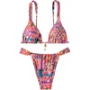 image:imageRoseSeek Womens 2 Piece Floral Tropical Print Bikini Set Boho Triangle Bathing Suit Tie Backless Swimsuit SetsDeep Pink