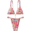 image:imageRoseSeek Womens 2 Piece Floral Tropical Print Bikini Set Boho Triangle Bathing Suit Tie Backless Swimsuit SetsMulticolor