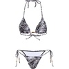 image:imageRoseSeek Womens 2 Pieces Zebra Striped Bikini Set Halter Triangle Swimsuit Y2K Tie Side Bathing SuitBlack and White