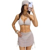 image:imageRoseSeek Womens 4 Piece Polka Dots Swimsuits Triangle Bathing Suit Bikini Sets Cover Up Skirt BandanaBeige Dots