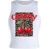 image:imageRoseSeek Womens Cherry Print Cropped Tank Top Scoop Neck Sleeveless Slim Fit Summer TopsWhite Cheetah