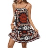 image:imageRoseSeek Womens Floral Boho Flowy Mini Cami Dress Ruffle Hem Spaghetti Strap Vacation Tank DressesMulticolor Black