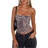 image:imageRoseSeek Womens Leopard Cheetah Sequin Strapless Bandeau Crop Tube Top Glitter Sleeveless Summer Going Out TopsBrown