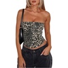 image:imageRoseSeek Womens Leopard Cheetah Sequin Strapless Bandeau Crop Tube Top Glitter Sleeveless Summer Going Out TopsDeep Grey