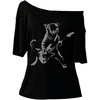 image:imageRoseSeek Womens Off The Shoulder Goth Graphic Tees Short Sleeve Asymmetrical Oversized Y2K T ShirtsAnimal Black