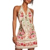 image:imageRoseSeek Womens Tropical Floral Backless Halter Dresses Cut Out Knot Front Sleeveless Vacation Short DressPink