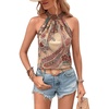 image:imageRoseSeek Womens Tropical Paisley Print Halter Blouse Sleeveless Boho Shirt Tops Button Back Vacation TopsMulticolor