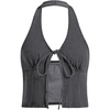 image:imageRoseSeek Womens Y2K Denim Halter Tops Sleeveless Bowknot Split Hem Tank Top Going Out ClothesLight Black