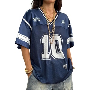 image:imageRoseSeek Jersey Shirts for Women Number Graphic V Neck Oversized Tshirts Y2k Football Jersey StreetwearBlue
