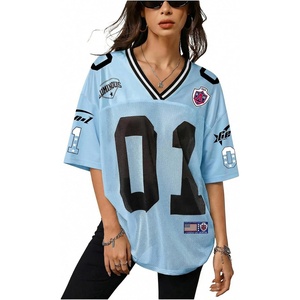 image:imageRoseSeek Jersey Shirts for Women Number Graphic V Neck Oversized Tshirts Y2k Football Jersey StreetwearNumber Blue