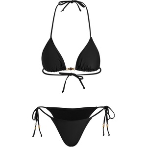 image:imageRoseSeek Womens 2 Pieces Zebra Striped Bikini Set Halter Triangle Swimsuit Y2K Tie Side Bathing SuitBlack