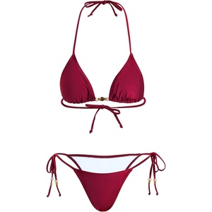image:imageRoseSeek Womens 2 Pieces Zebra Striped Bikini Set Halter Triangle Swimsuit Y2K Tie Side Bathing SuitBright Red