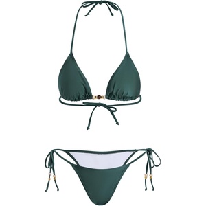 image:imageRoseSeek Womens 2 Pieces Zebra Striped Bikini Set Halter Triangle Swimsuit Y2K Tie Side Bathing SuitGreen