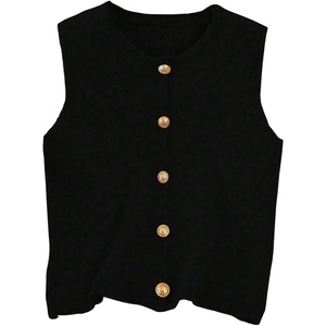 image:imageRoseSeek Womens Button Down Sweater Vest Sleeveless Crewneck Knit Outerwear Old Money KnitwearBlack
