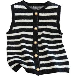 image:imageRoseSeek Womens Button Down Sweater Vest Sleeveless Crewneck Knit Outerwear Old Money KnitwearBlack and White