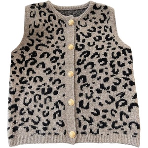 image:imageRoseSeek Womens Button Down Sweater Vest Sleeveless Crewneck Knit Outerwear Old Money KnitwearBrown Cheetah