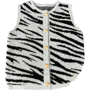 image:imageRoseSeek Womens Button Down Sweater Vest Sleeveless Crewneck Knit Outerwear Old Money KnitwearZebra Grey