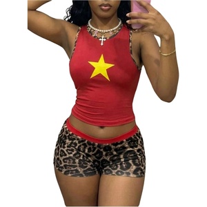 image:imageRoseSeek Womens Cherry Print Cropped Tank Top Scoop Neck Sleeveless Slim Fit Summer TopsMulticolor Red