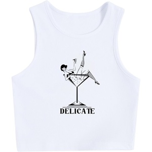 image:imageRoseSeek Womens Cherry Print Cropped Tank Top Scoop Neck Sleeveless Slim Fit Summer TopsPrint White