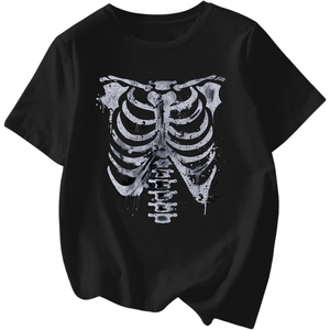 image:imageRoseSeek Womens Graphic Letter Tee Crew Neck Drop Shoulder Trendy Summer T Shirt Short Sleeve Vintage Car Print TopBone Black
