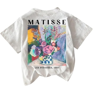 image:imageRoseSeek Womens Graphic Letter Tee Crew Neck Drop Shoulder Trendy Summer T Shirt Short Sleeve Vintage Car Print TopColorful White Print Back
