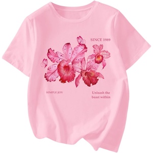 image:imageRoseSeek Womens Graphic Letter Tee Crew Neck Drop Shoulder Trendy Summer T Shirt Short Sleeve Vintage Car Print TopFloral Pink