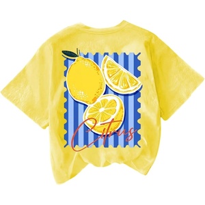 image:imageRoseSeek Womens Graphic Letter Tee Crew Neck Drop Shoulder Trendy Summer T Shirt Short Sleeve Vintage Car Print TopLemon Yellow