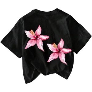image:imageRoseSeek Womens Graphic Letter Tee Crew Neck Drop Shoulder Trendy Summer T Shirt Short Sleeve Vintage Car Print TopPink Floral Black