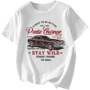 image:imageRoseSeek Womens Graphic Letter Tee Crew Neck Drop Shoulder Trendy Summer T Shirt Short Sleeve Vintage Car Print TopRetro White