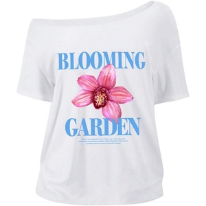 image:imageRoseSeek Womens Oversized Off Shoulder Graphic Tees  Short Sleeve Bow Letter Print T Shirts Y2K TopsWhite and Pink