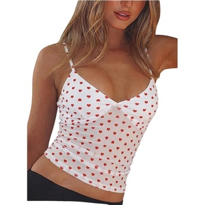 image:imageRoseSeek Womens Polka Dots Sheer Mesh Cami Tops Ruched V Neck Spaghetti Crop Top Summer Going Out TopsWhite Heart