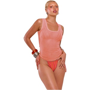 image:imageRoseSeek Womens Sheer Square Neck Tank Top Sleeveless Fitted Vacation Summer Tops Basic ShirtSheer Pink