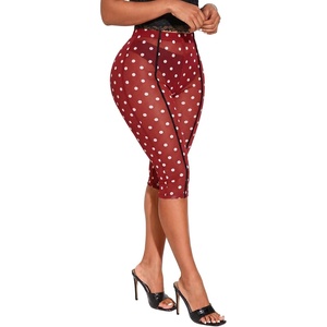 image:imageRoseSeek Womens Y2K Leopard Mesh Cropped Leggings 34 Length Club Capri PantsRed White