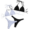 image:imageRoseSeek 2 Pack Leopard Print Bikini Sets Halter Triangle Top Brazilian Bottom Animal Print Swimwear BundleBlue Floral and Black